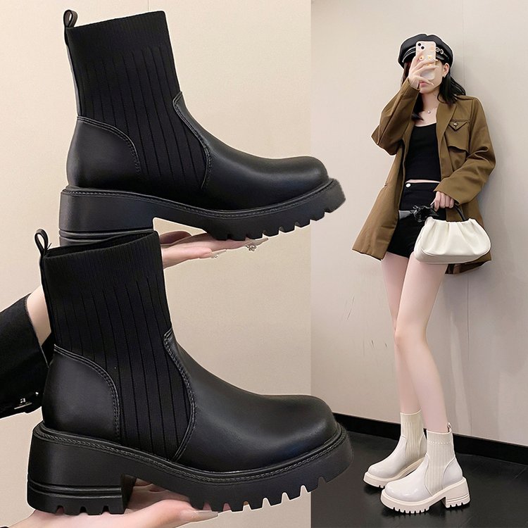 Bottines Patchwork à Semelle Épaisse