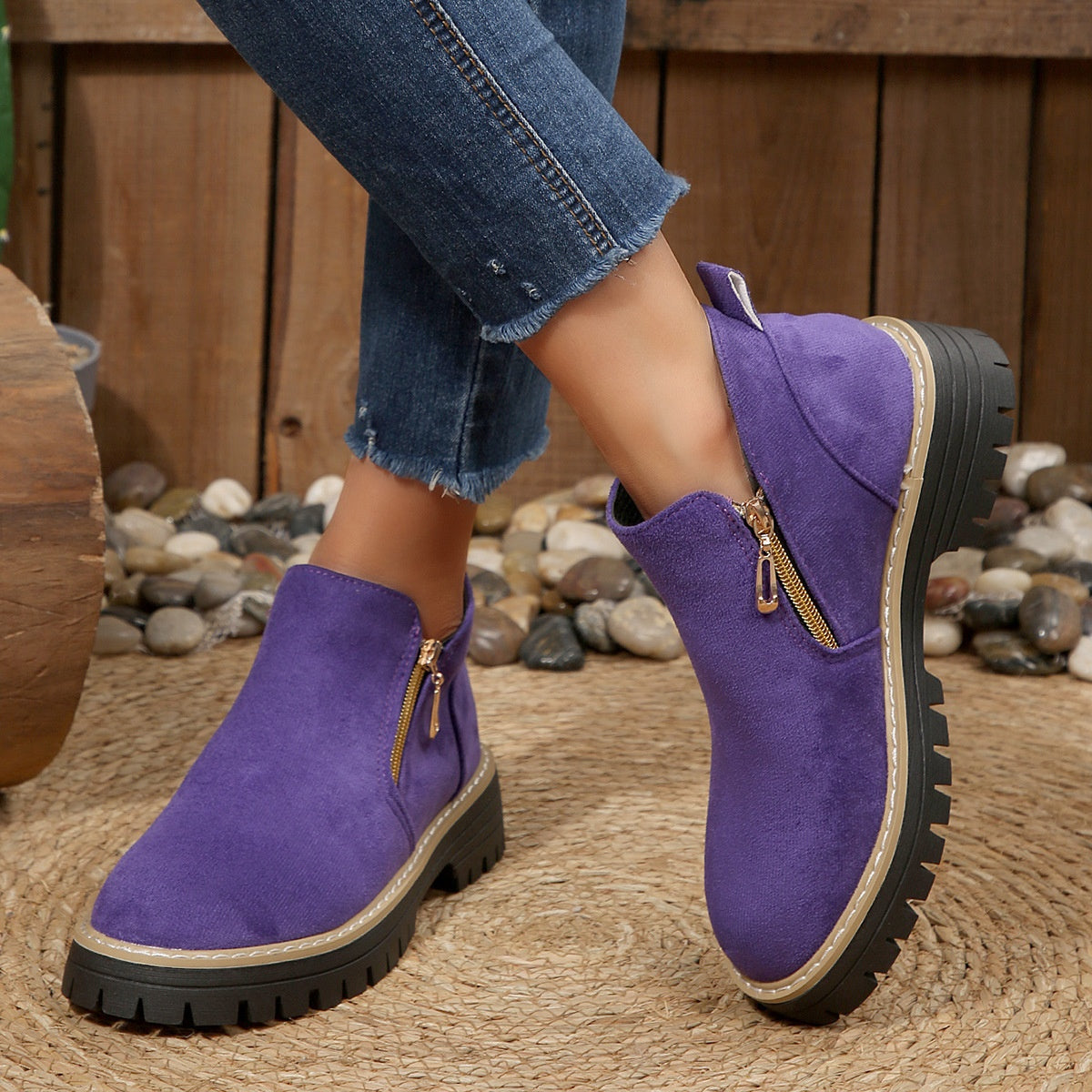 Bottines Femme Suédé Talon Épais