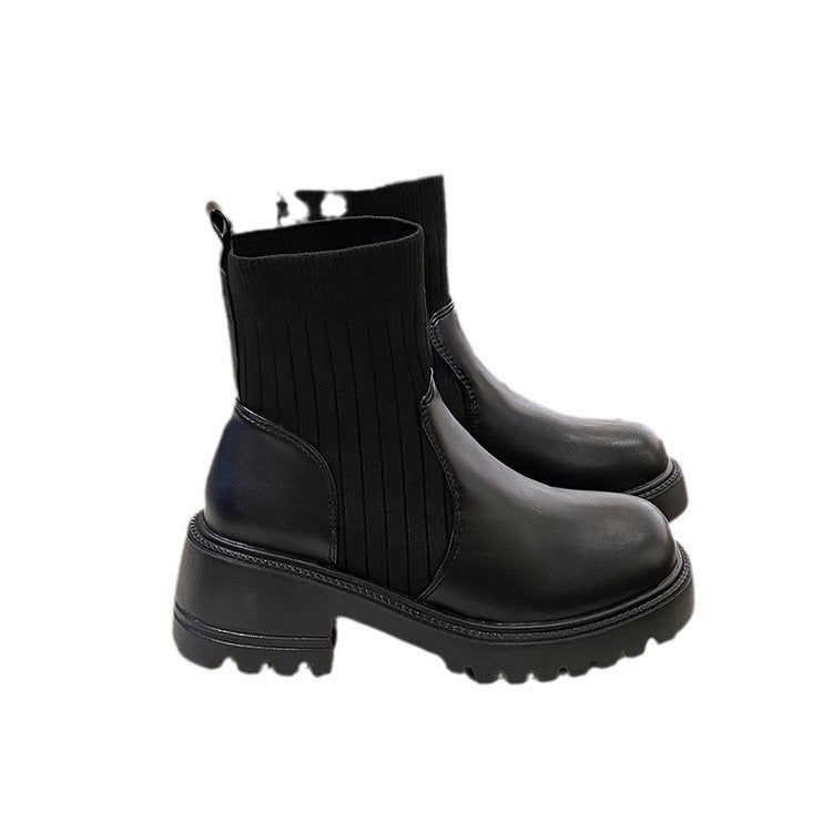 Bottines Patchwork à Semelle Épaisse