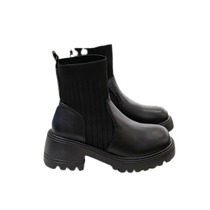 Bottines Patchwork à Semelle Épaisse