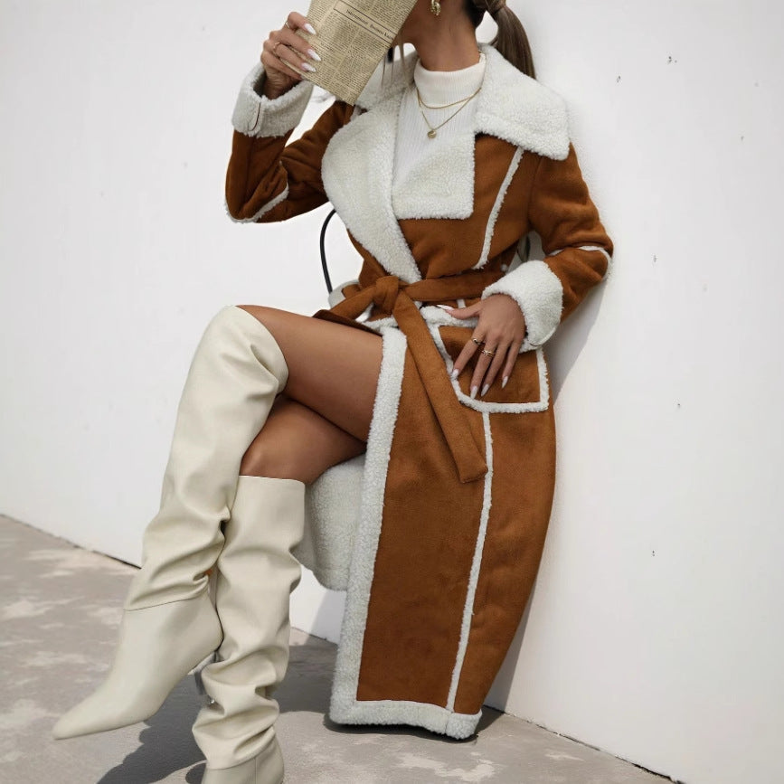 Manteau en laine d’agneau doublé de fourrure